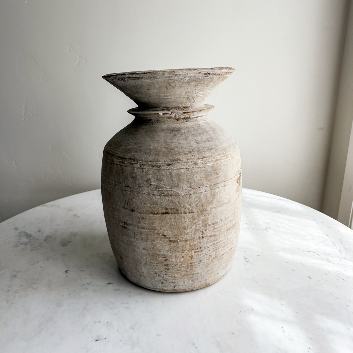 Nepali Water Pot Vase - Bleached Wood | XXL Handmade Rustic Vessel Option 3