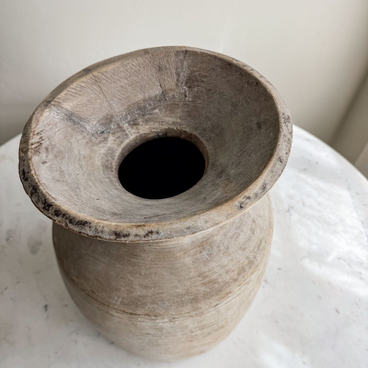 Nepali Water Pot Vase - Bleached Wood | XXL Handmade Rustic Vessel Option 3