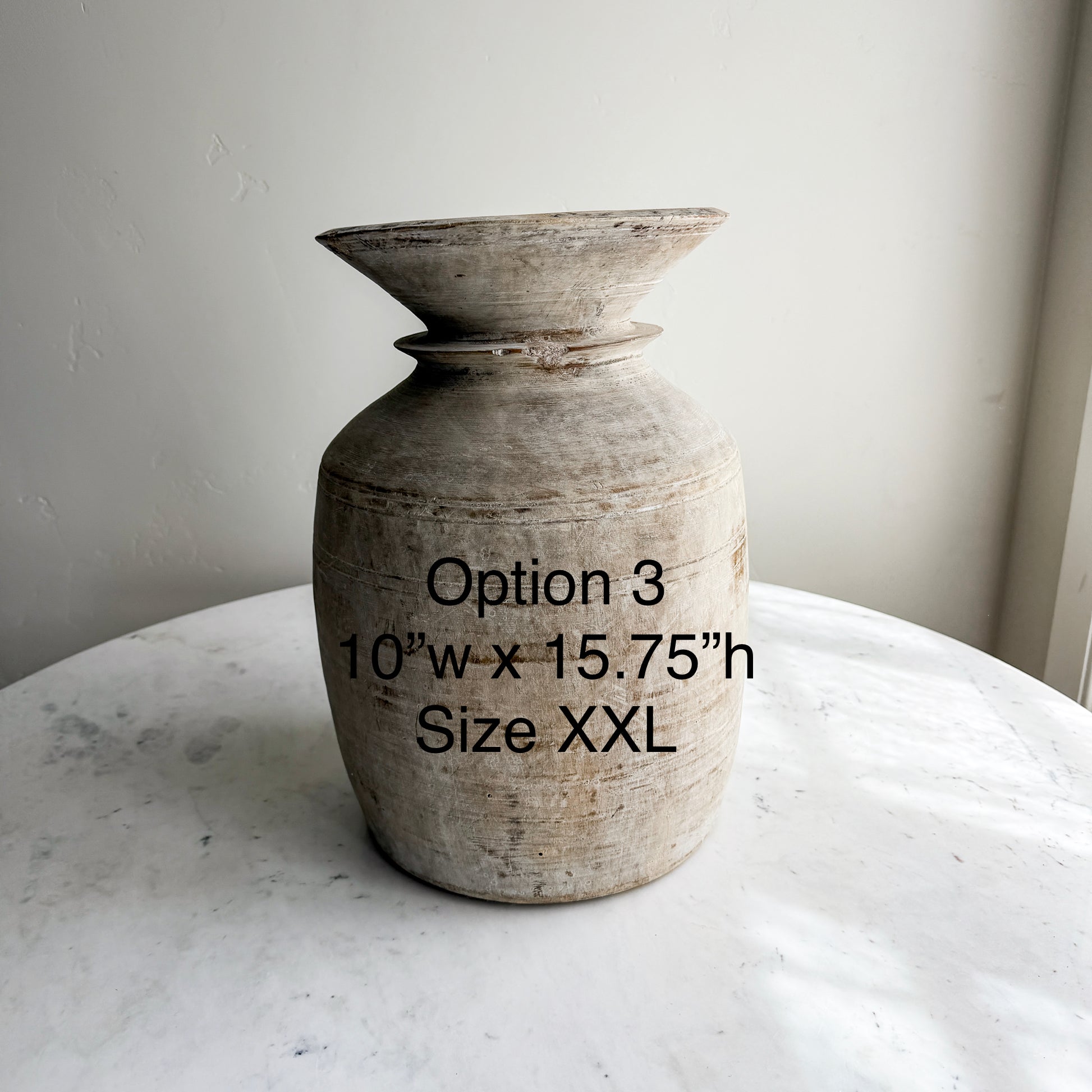 Nepali Water Pot Vase - Bleached Wood | XXL Handmade Rustic Vessel Option 3