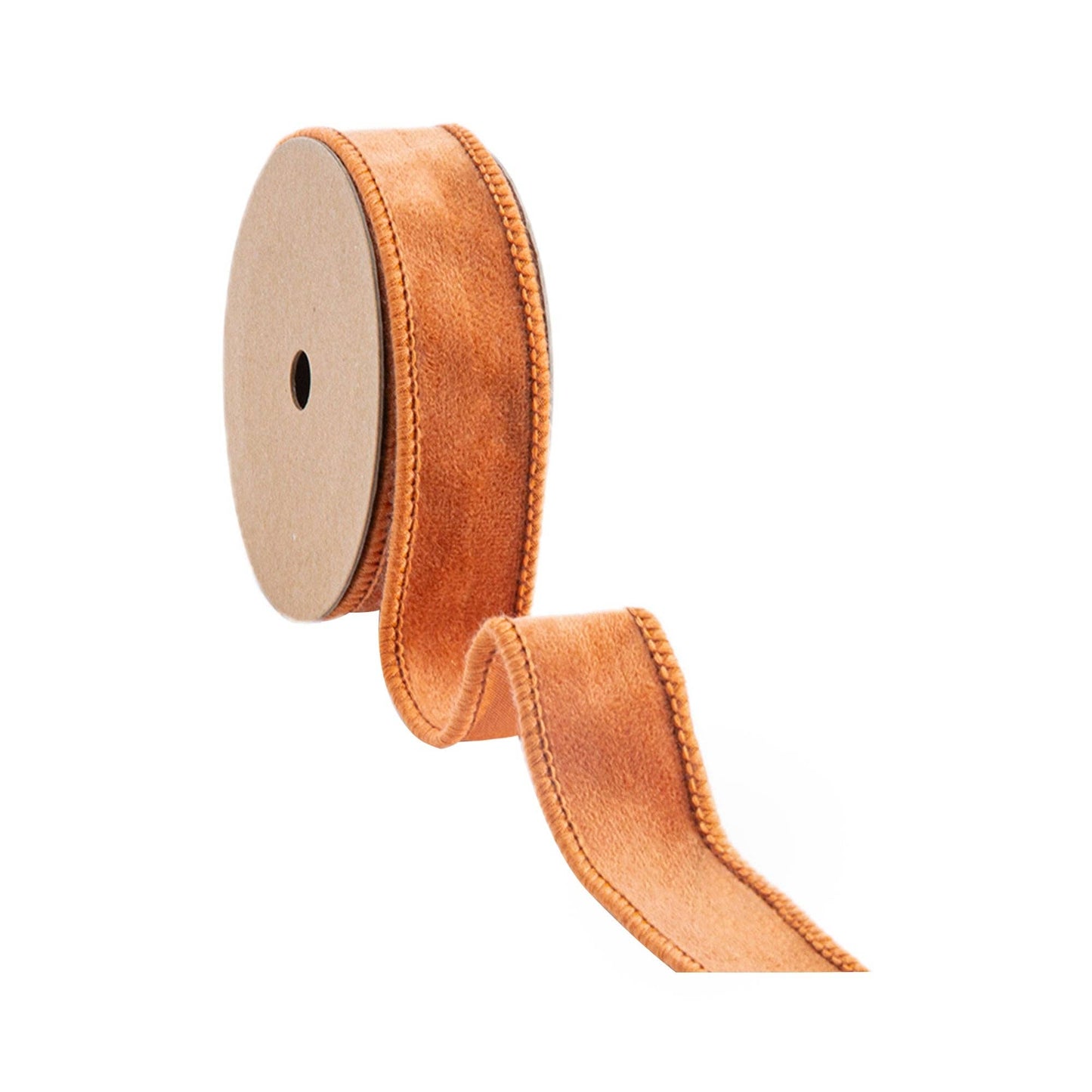 1" Orange Velvet Wired Ribbon with Orange Backing | 10 Yard Roll