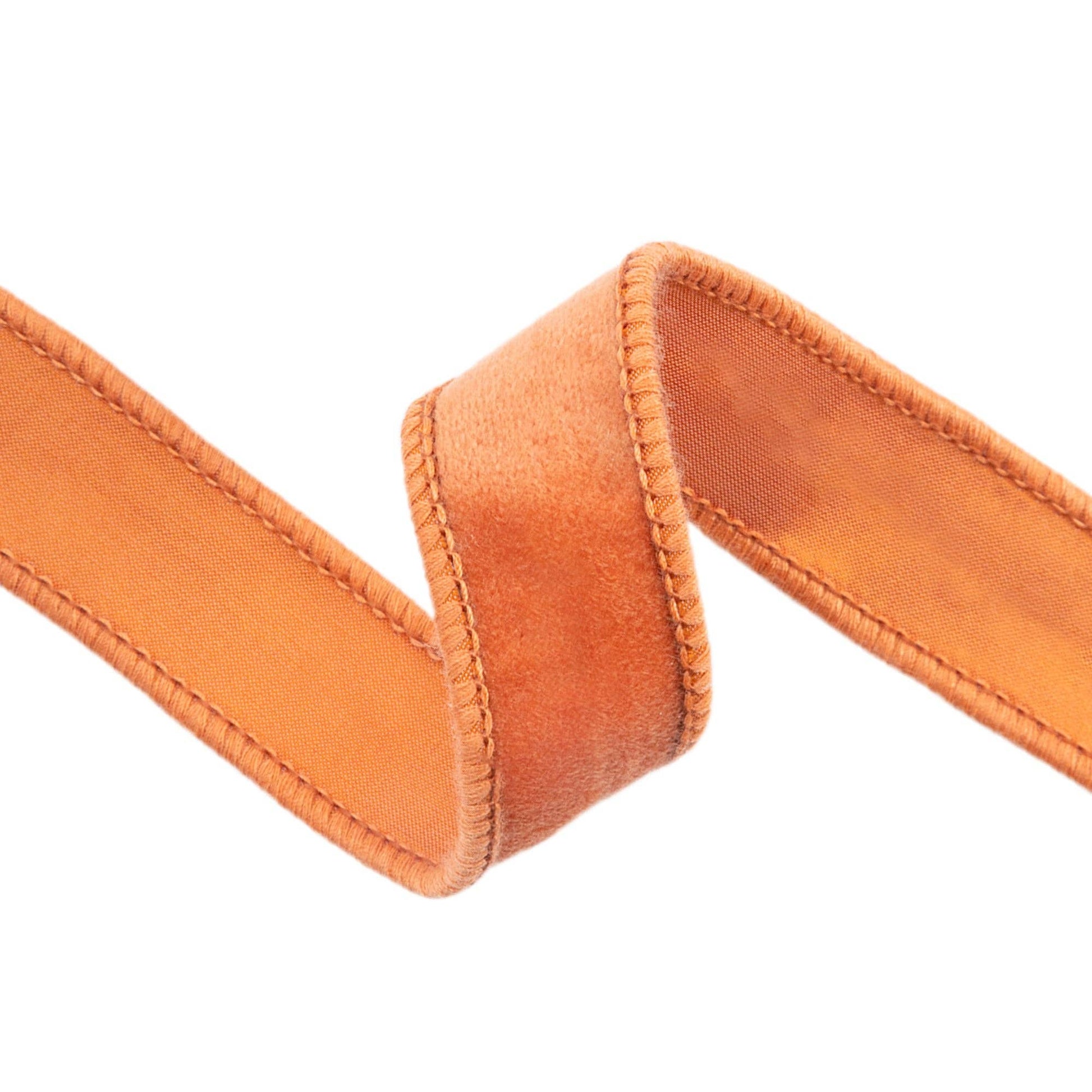 1" Orange Velvet Wired Ribbon with Orange Backing | 10 Yard Roll