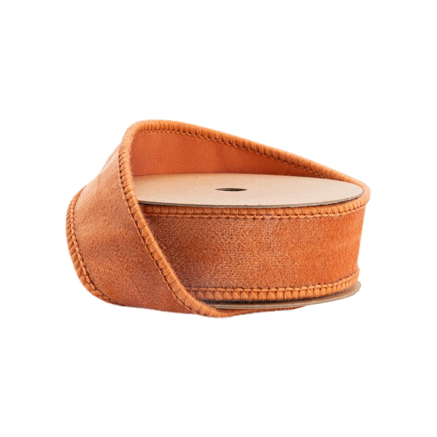 1" Orange Velvet Wired Ribbon with Orange Backing | 10 Yard Roll
