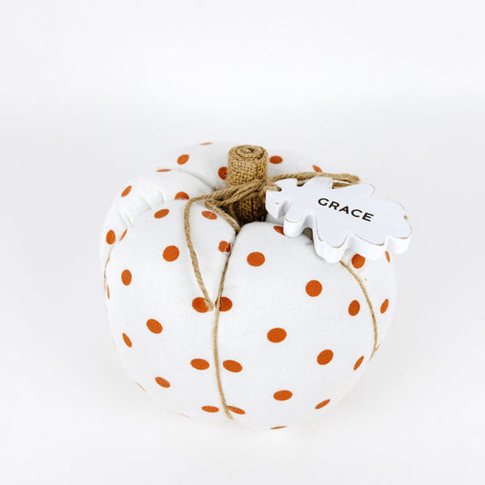 orange and white polka dot pumpkin