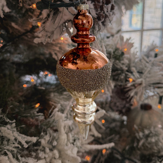 Copper & Champagne Beaded Ornament - 7", Two Styles