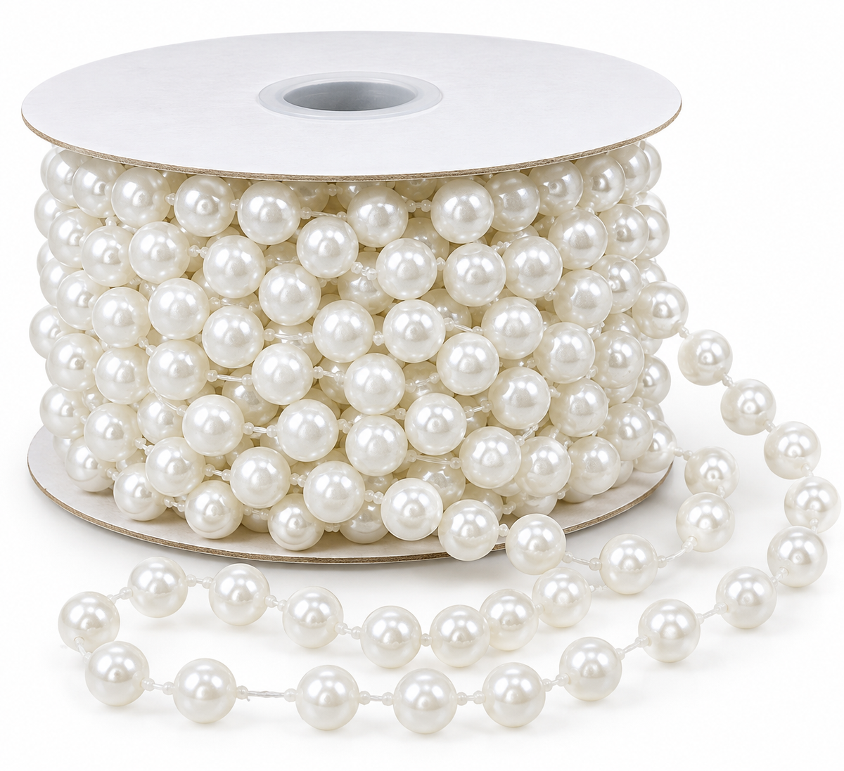 Pearl Beaded Ribbon - White | 8 Yard Roll