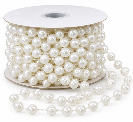 Pearl Beaded Ribbon - White | 8 Yard Roll