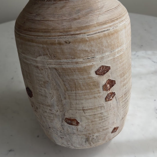 Nepali Water Pot Vase - Bleached Wood | Large Handmade Rustic Vessel Option 6