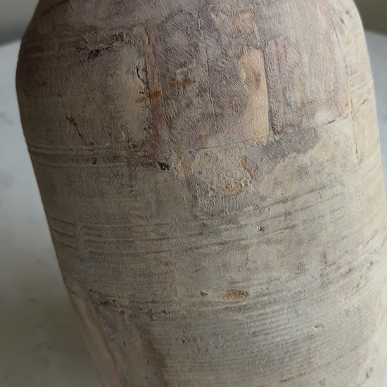 Nepali Water Pot Vase - Bleached Wood | XL Handmade Rustic Vessel