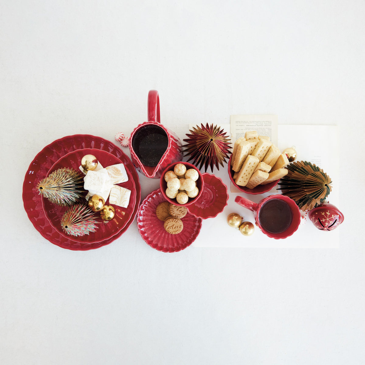 Red Fluted Stoneware Plate - 8" & 11" Size Options