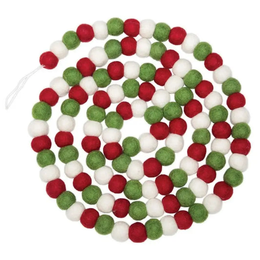Red, White, and Green Ball Garland - Classic Christmas Decor