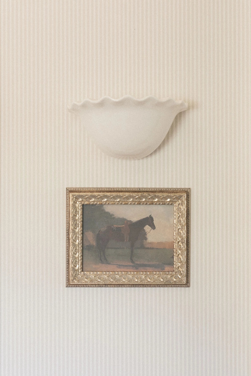 Saddled Horse Framed Art - Ornate Gold-Tone Frame