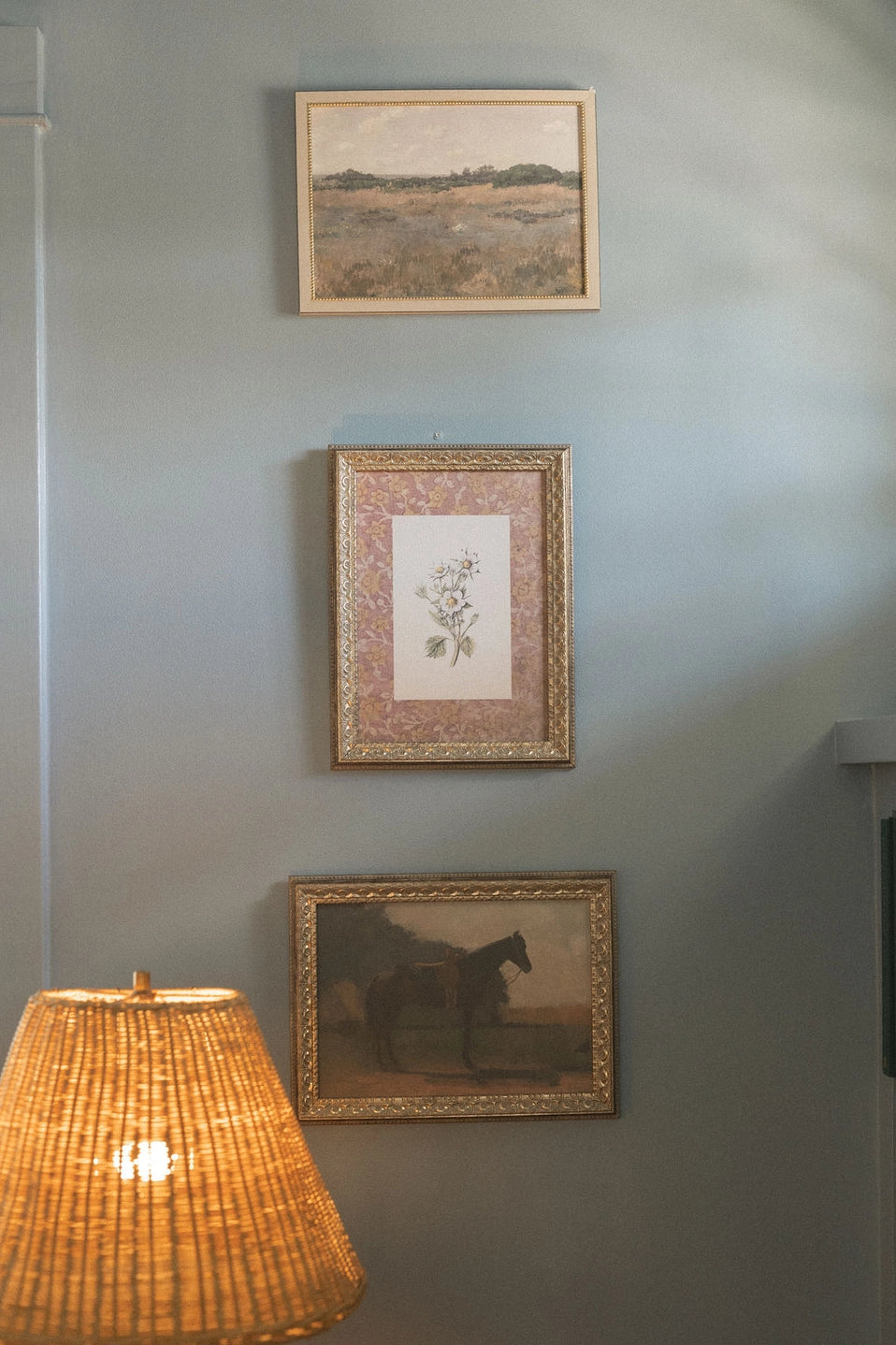Saddled Horse Framed Art - Ornate Gold-Tone Frame