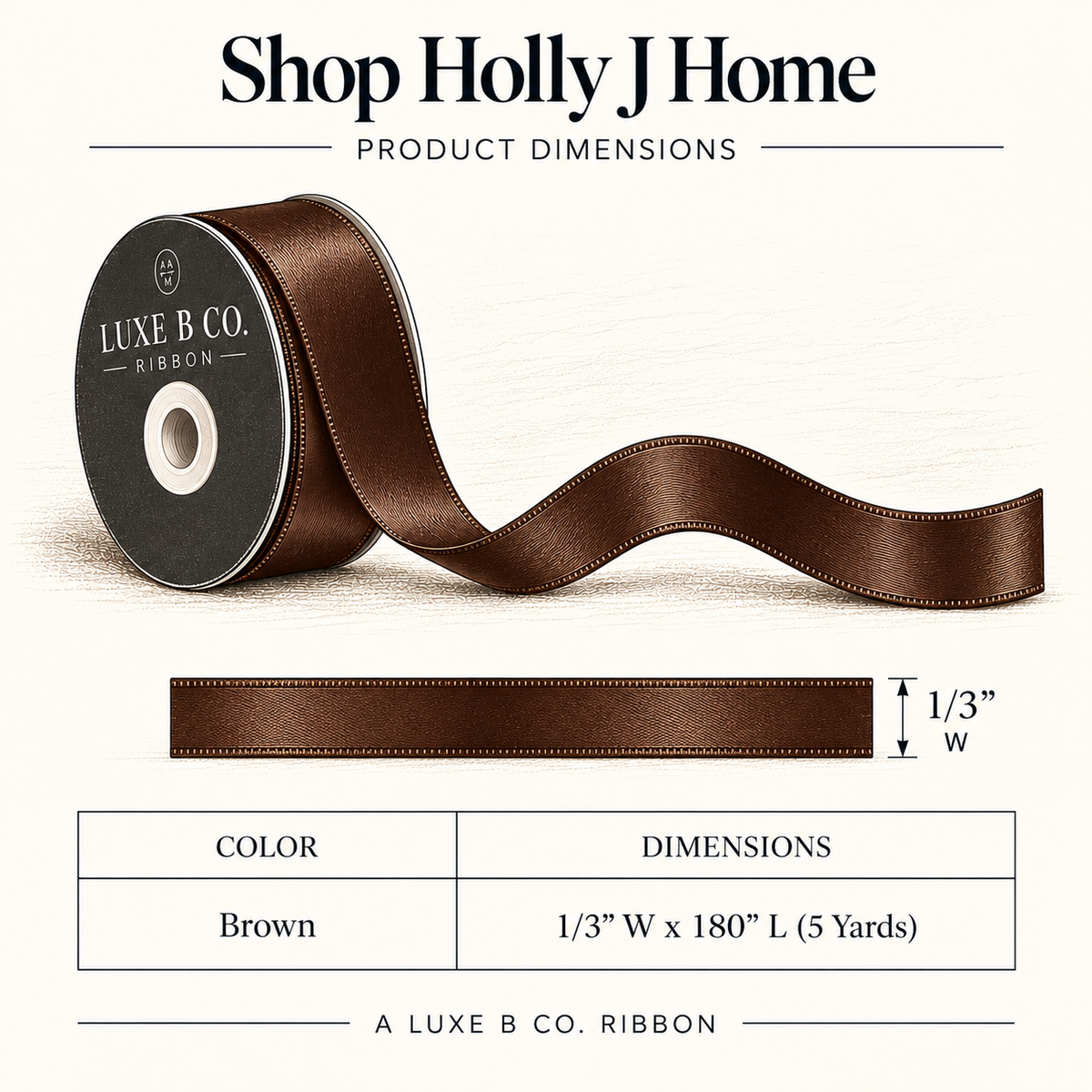 Satin Ribbon - Brown | 1/3" Width | 180" Length