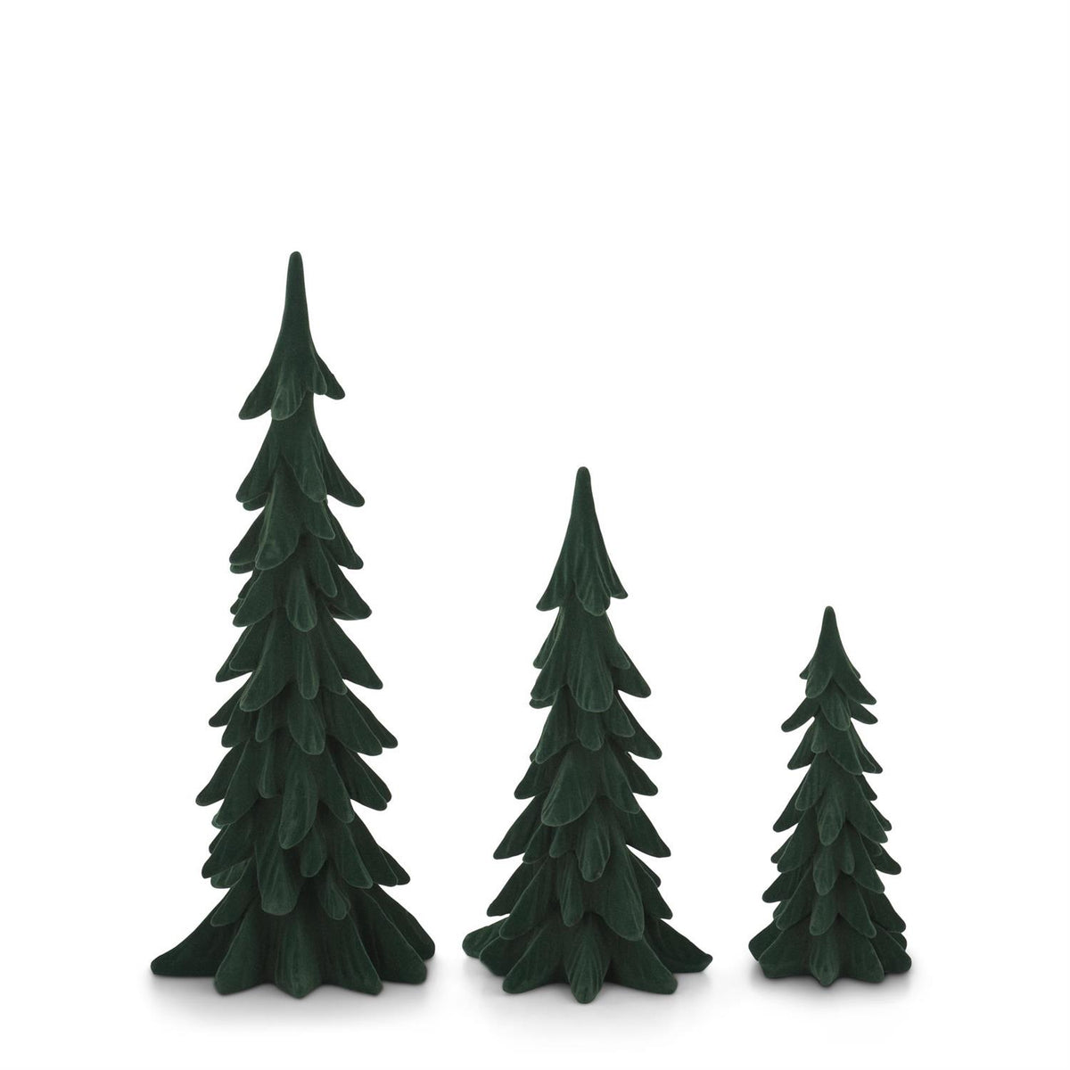 Set of 3 Velvet Christmas Trees – Small, Medium & Large - Green or White