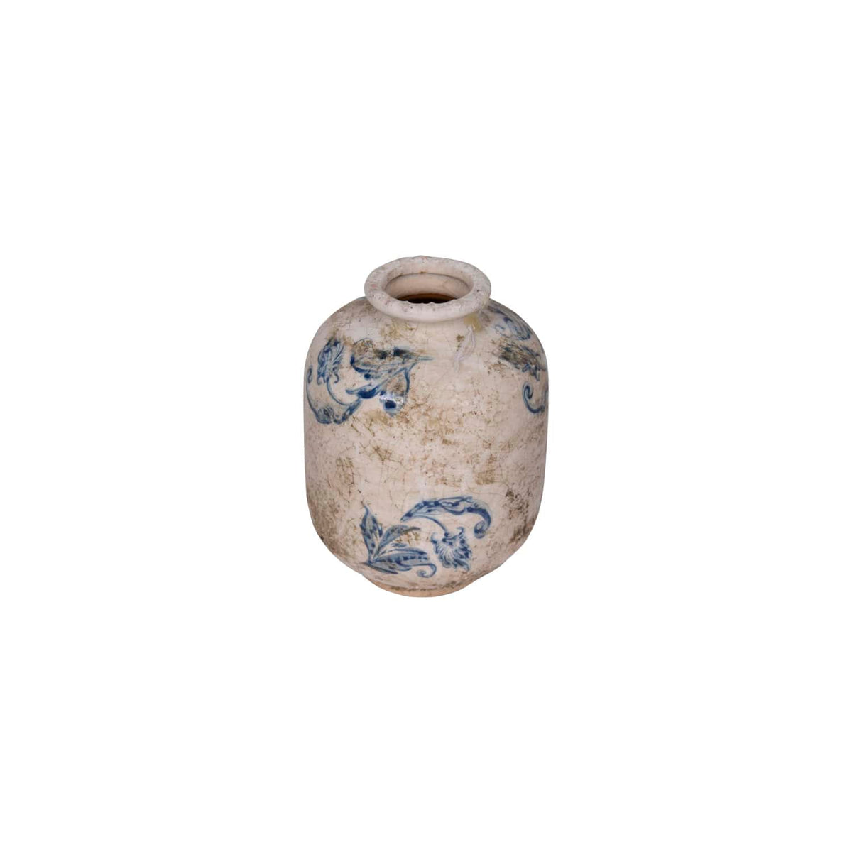 Set of Three Blue and White Vintage Terracotta Vase - Three Styles