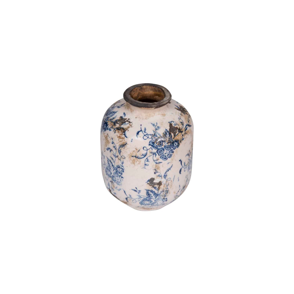 Set of Three Blue and White Vintage Terracotta Vase - Three Styles