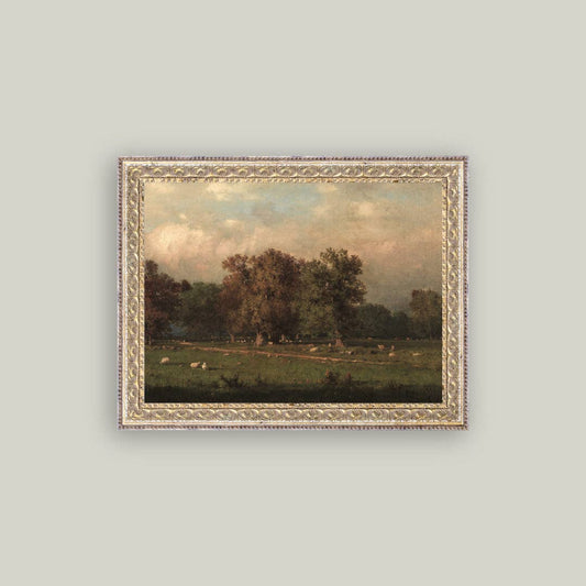 Sheep Farm Framed Antique Art