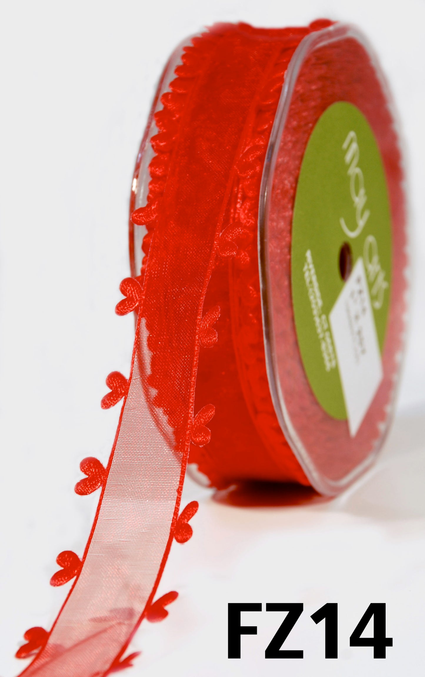Sheer Ribbon with Heart Edge | 1" Width | 25 Yard Roll | 2 Colors