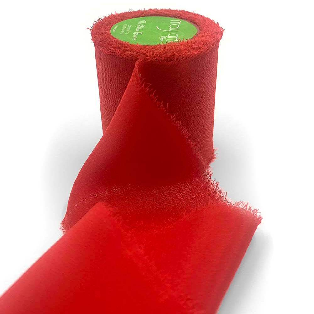 Silk Crepe Ribbon - Red | 2" Width | 10.9 Yard Roll