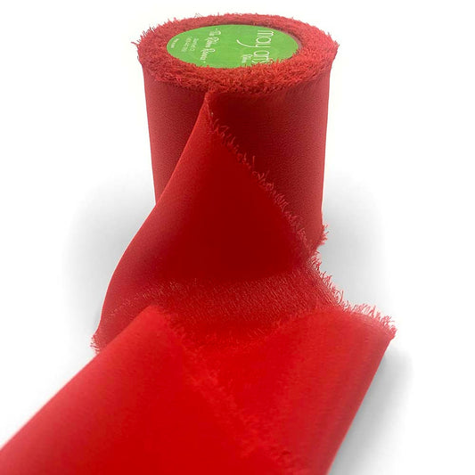 Silk Crepe Ribbon - Red | 2" Width | 10.9 Yard Roll