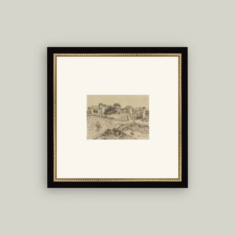 Tuscan Village Framed Art - Black Frame with Gold-Tone Trim