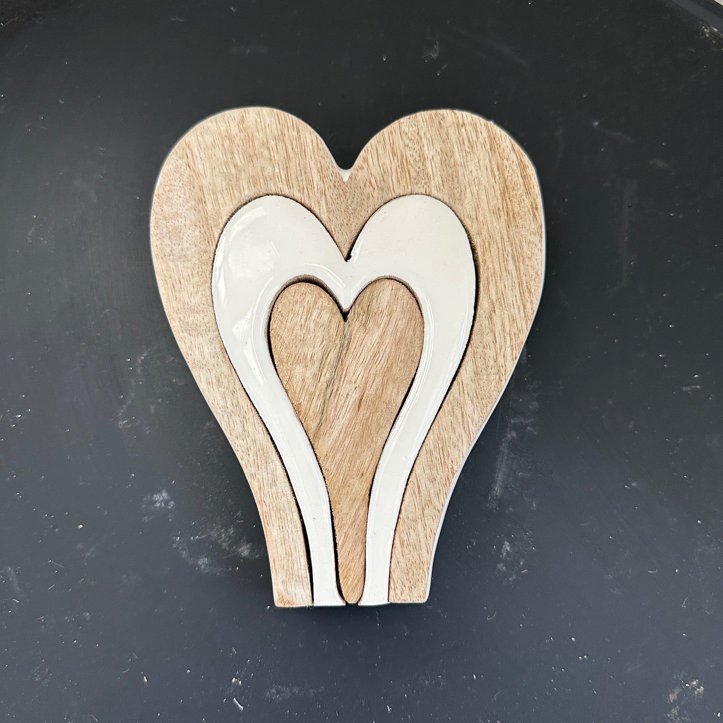 Valentine Enamel Wood Hearts Collection in Various Sizes