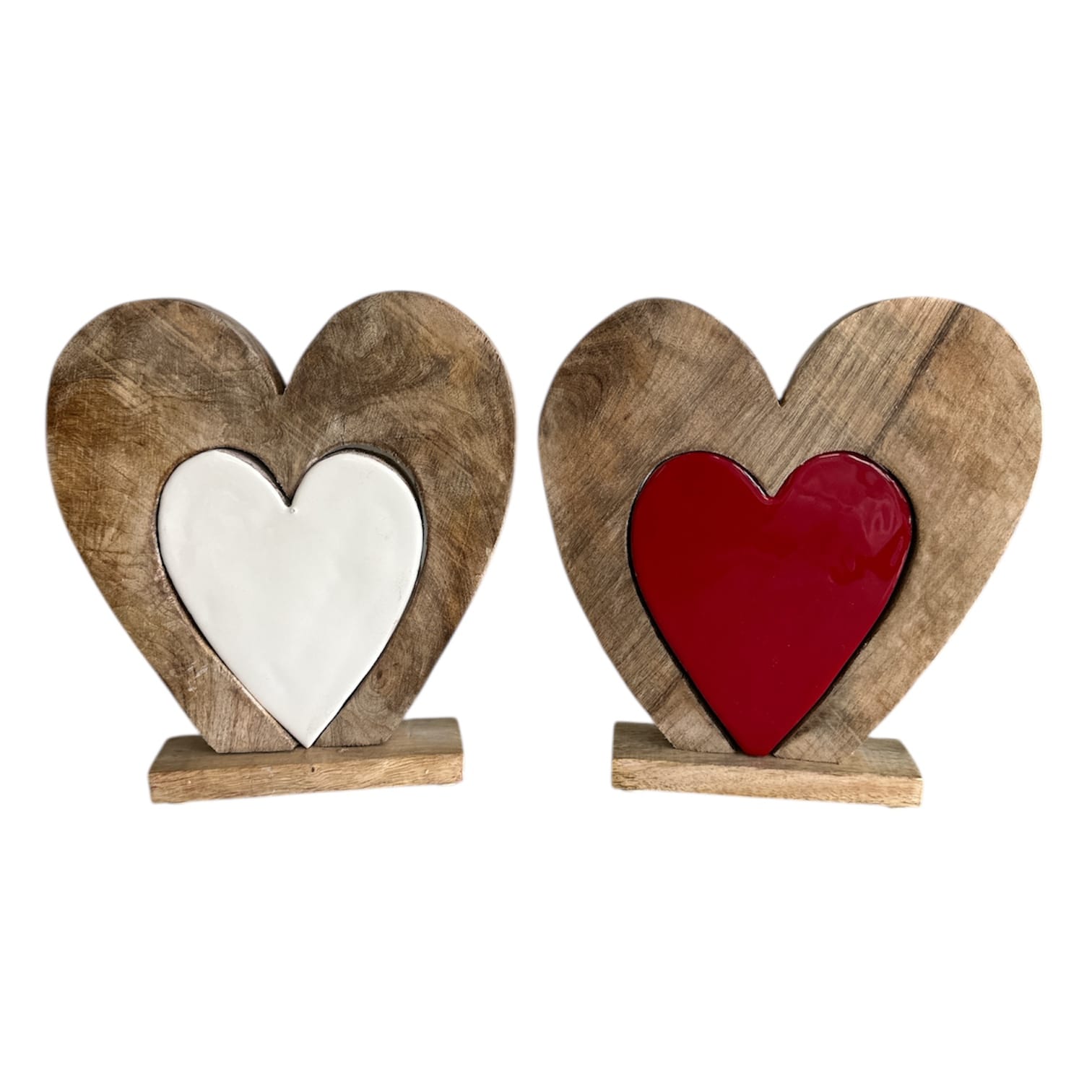 Valentine Enamel Wood Hearts Collection in Various Sizes