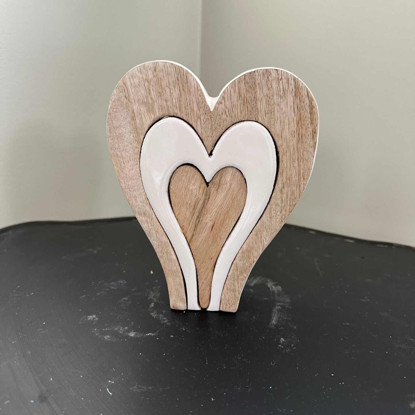 Valentine Enamel Wood Hearts Collection in Various Sizes