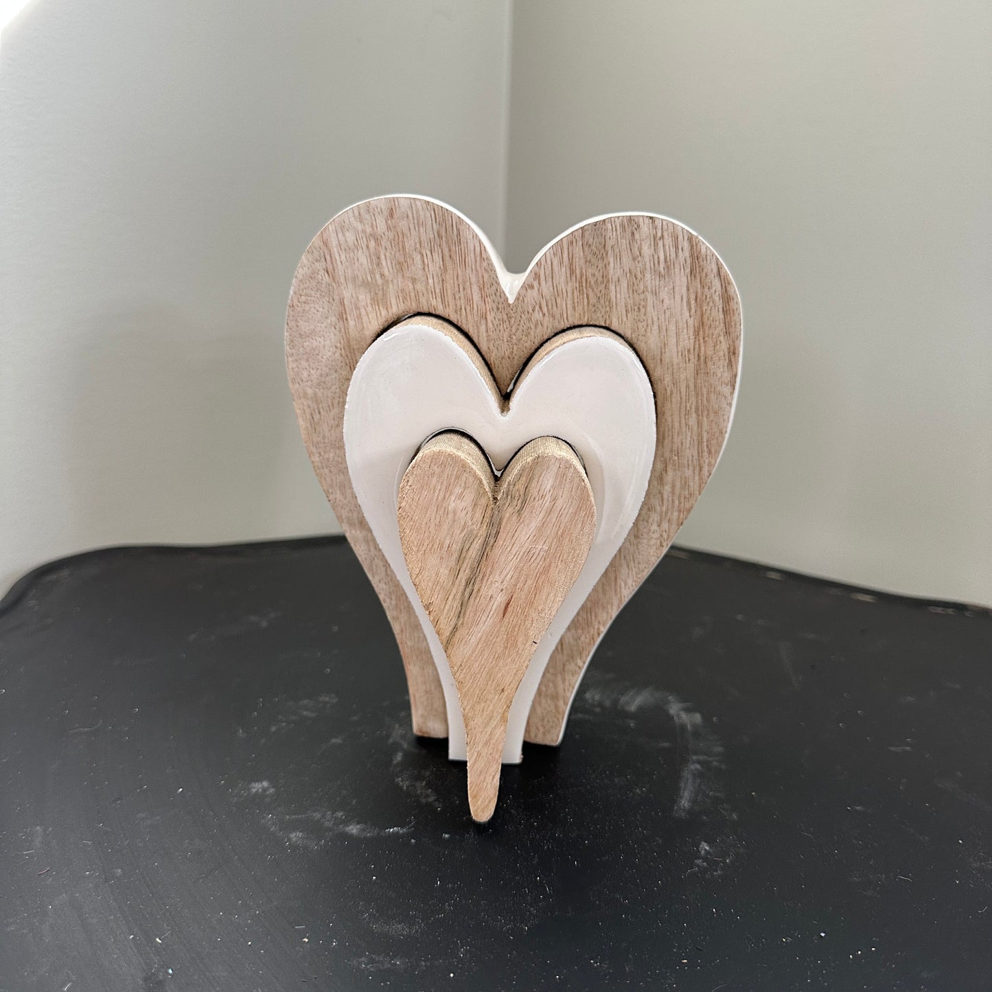 Valentine Enamel Wood Hearts Collection in Various Sizes
