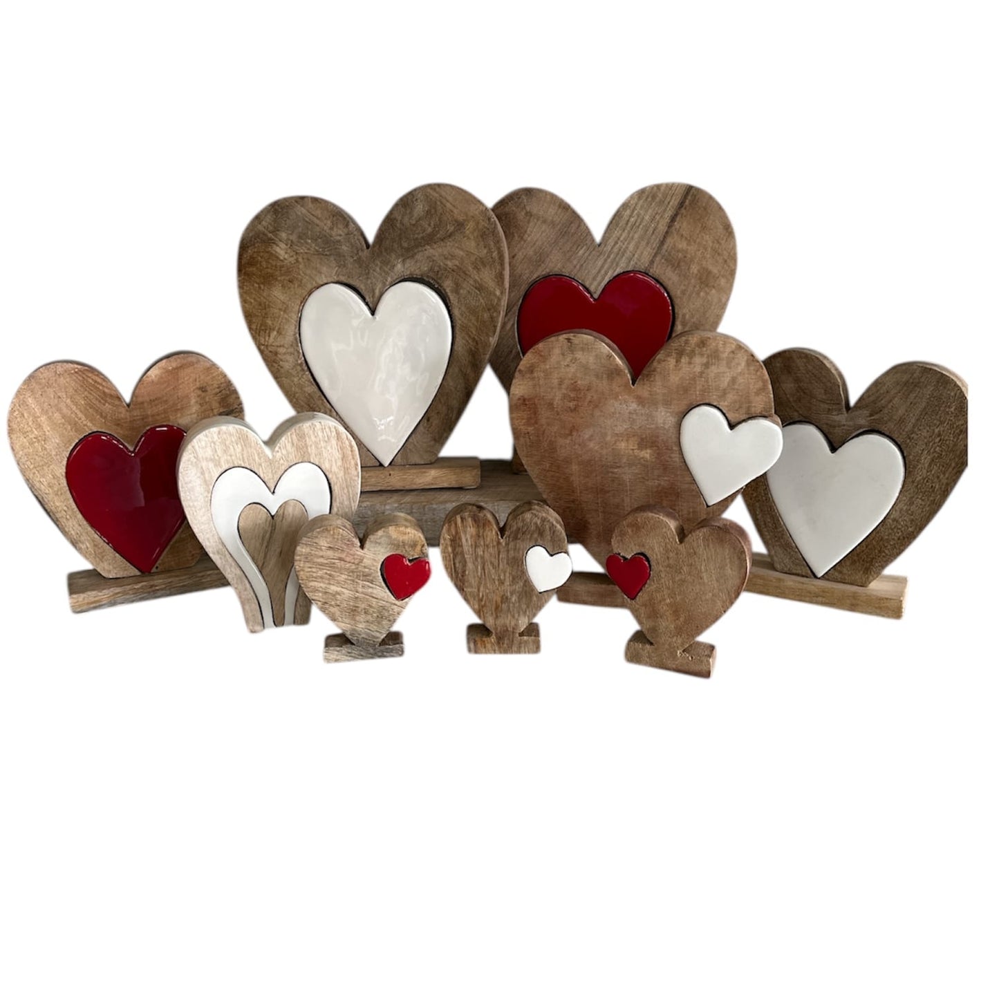 Valentine Enamel Wood Hearts Collection in Various Sizes