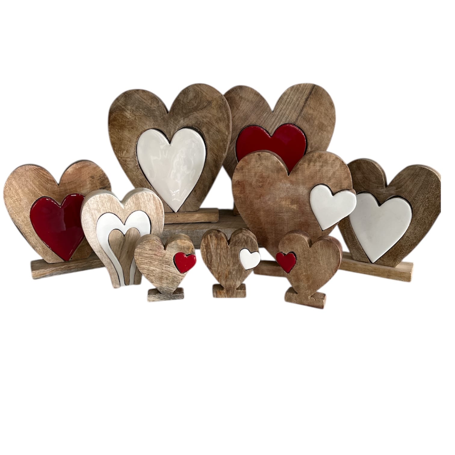 Valentine Enamel Wood Hearts Collection in Various Sizes