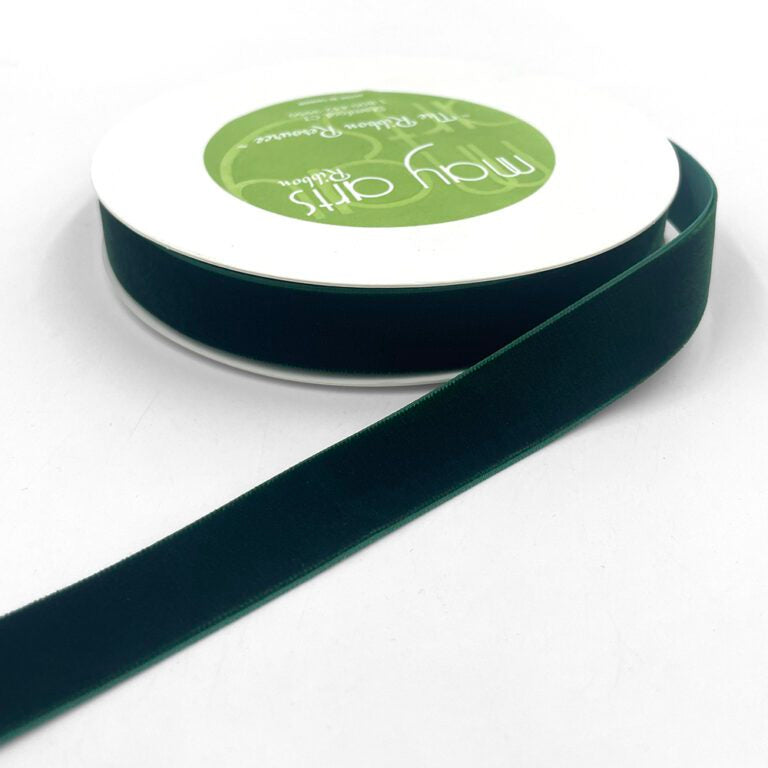 Velvet Ribbon - Dark Green | 3/4" Width | 11 Yard Roll