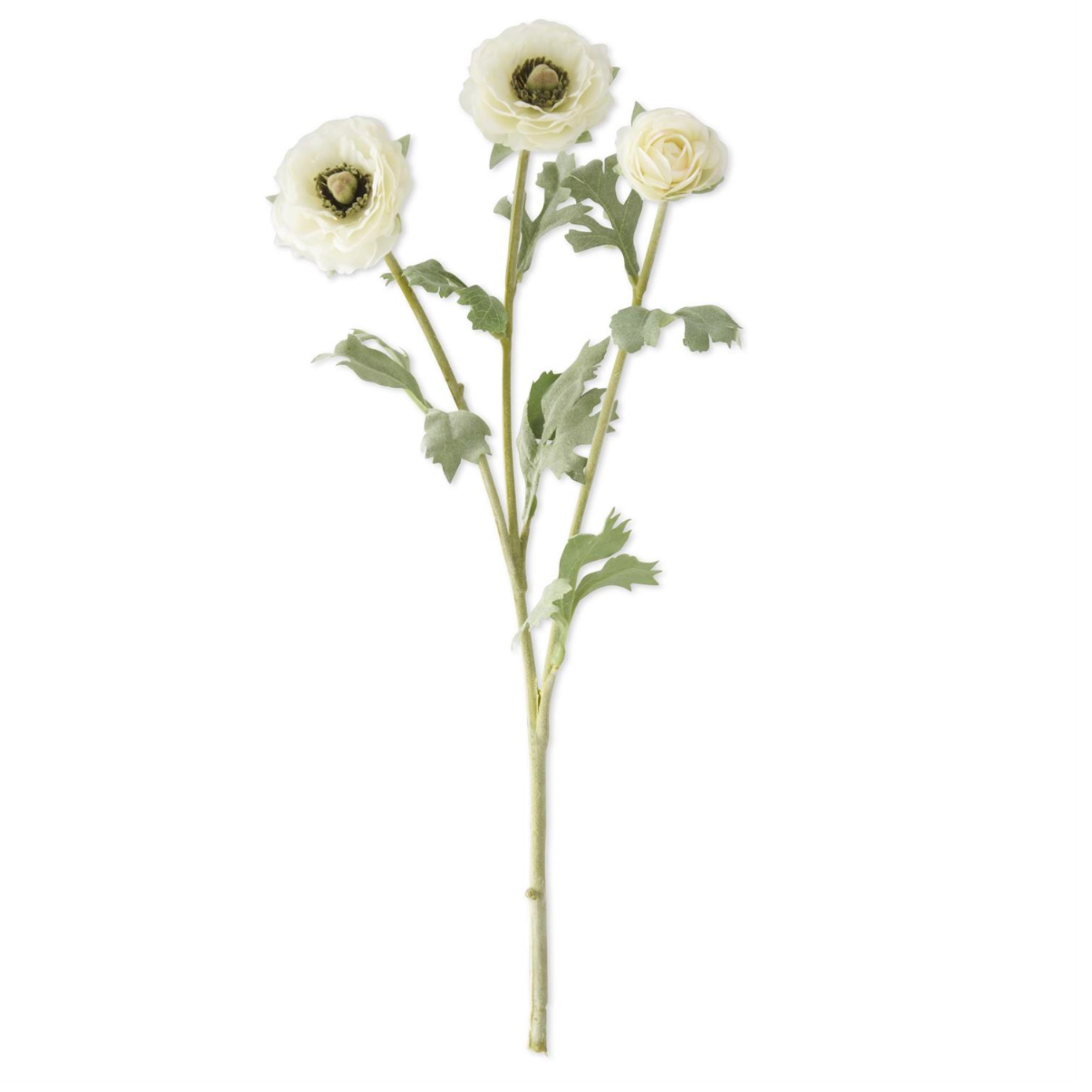 White Ranunculus Stem 18.5" - Single Stem Artificial Flower