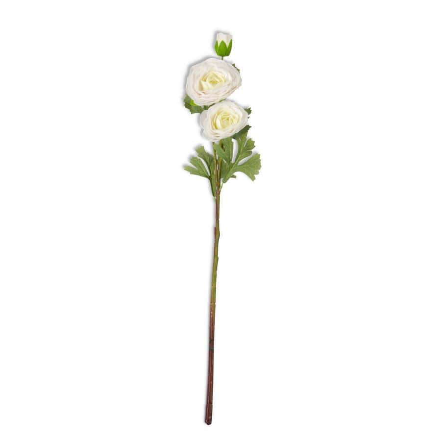 White Real Touch Ranunculus Stem 25" - Single Stem Artificial Flower