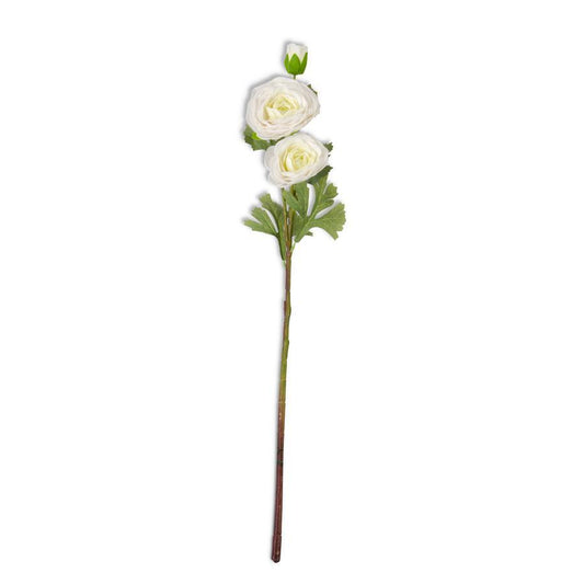 White Real Touch Ranunculus Stem 25" - Single Stem Artificial Flower