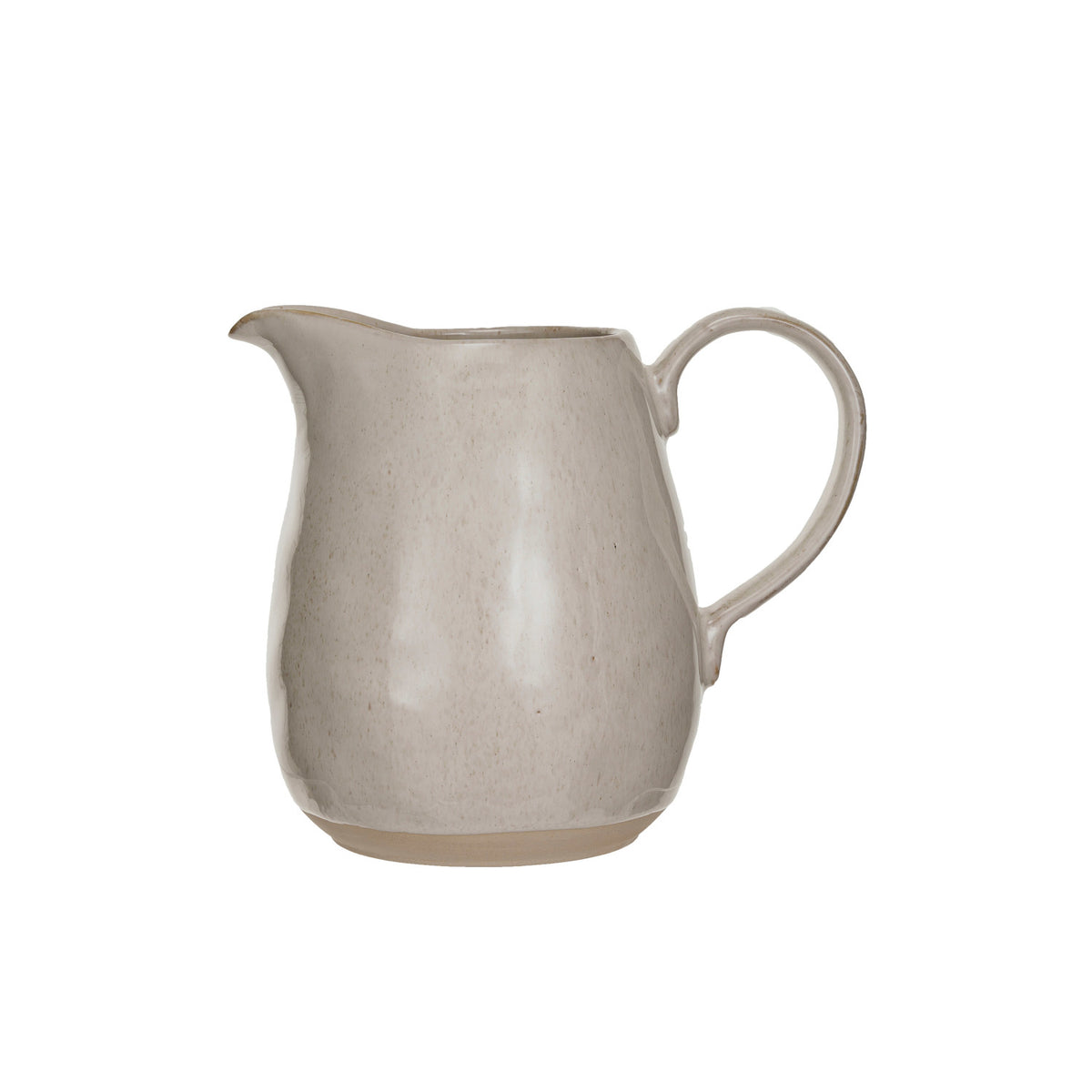 White Stoneware Pitcher, 2 Quart - Food-Safe Serveware