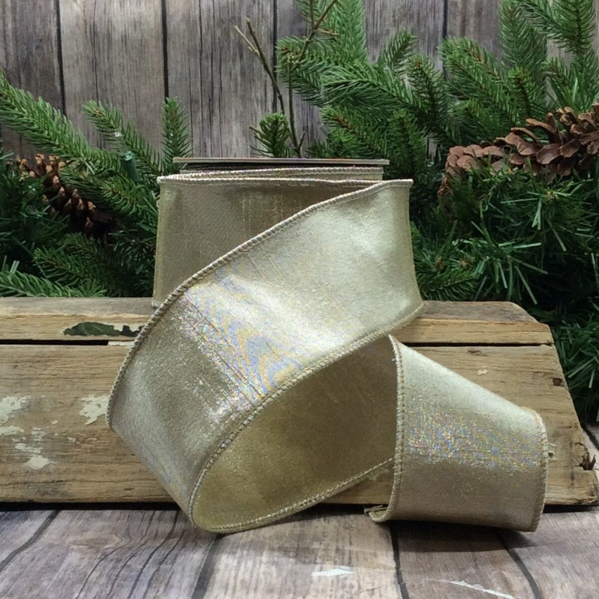 Wired Dupioni Metallic Ribbon - Gold | 2.5" Width | 10 Yard Roll