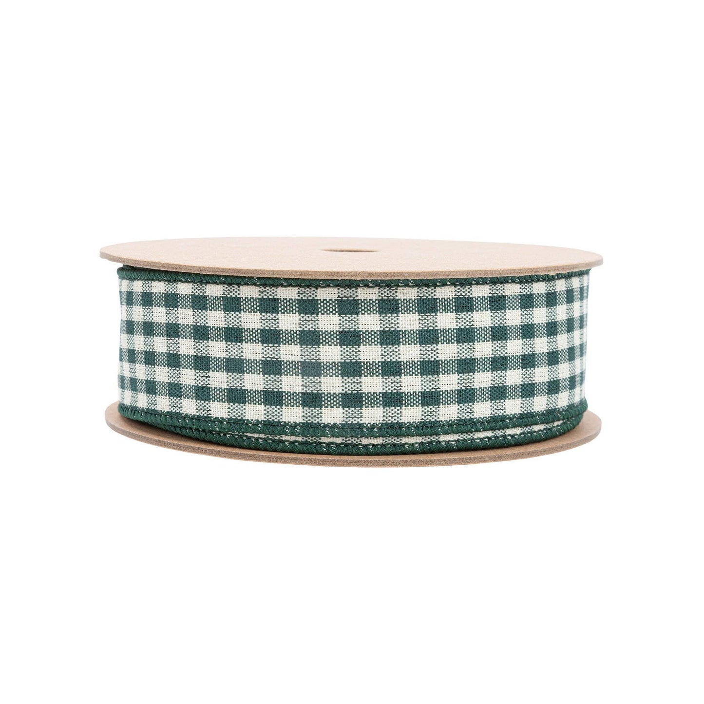 Wired Ribbon - Green & White Gingham | 1.5" Width | 10 Yard Roll
