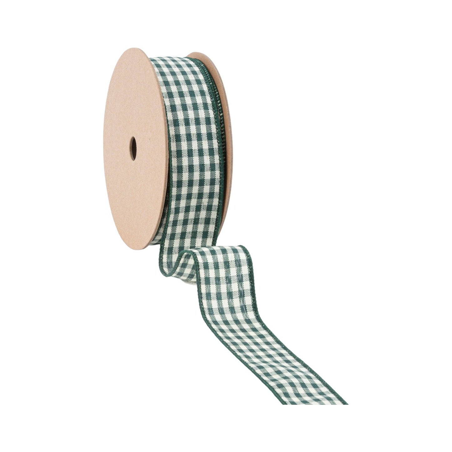 Wired Ribbon - Green & White Gingham | 1.5" Width | 10 Yard Roll