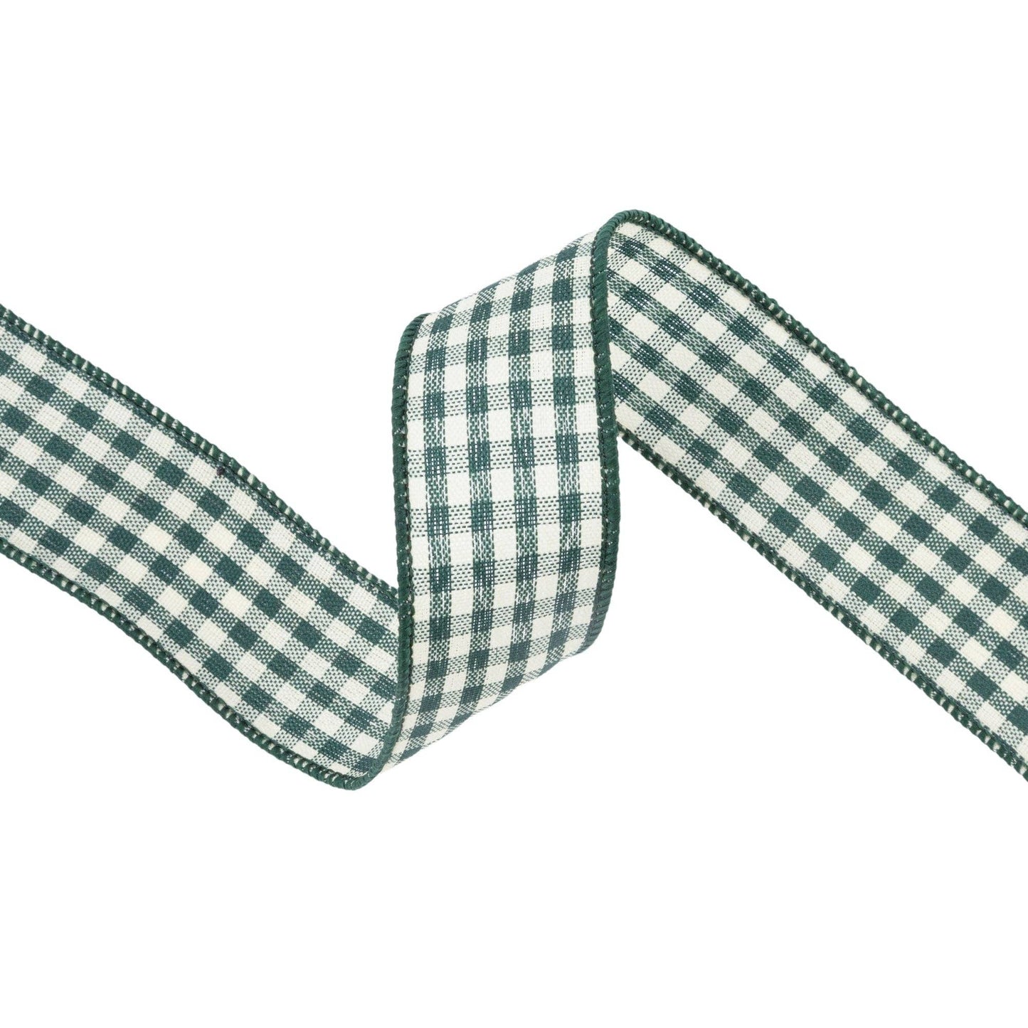 Wired Ribbon - Green & White Gingham | 1.5" Width | 10 Yard Roll
