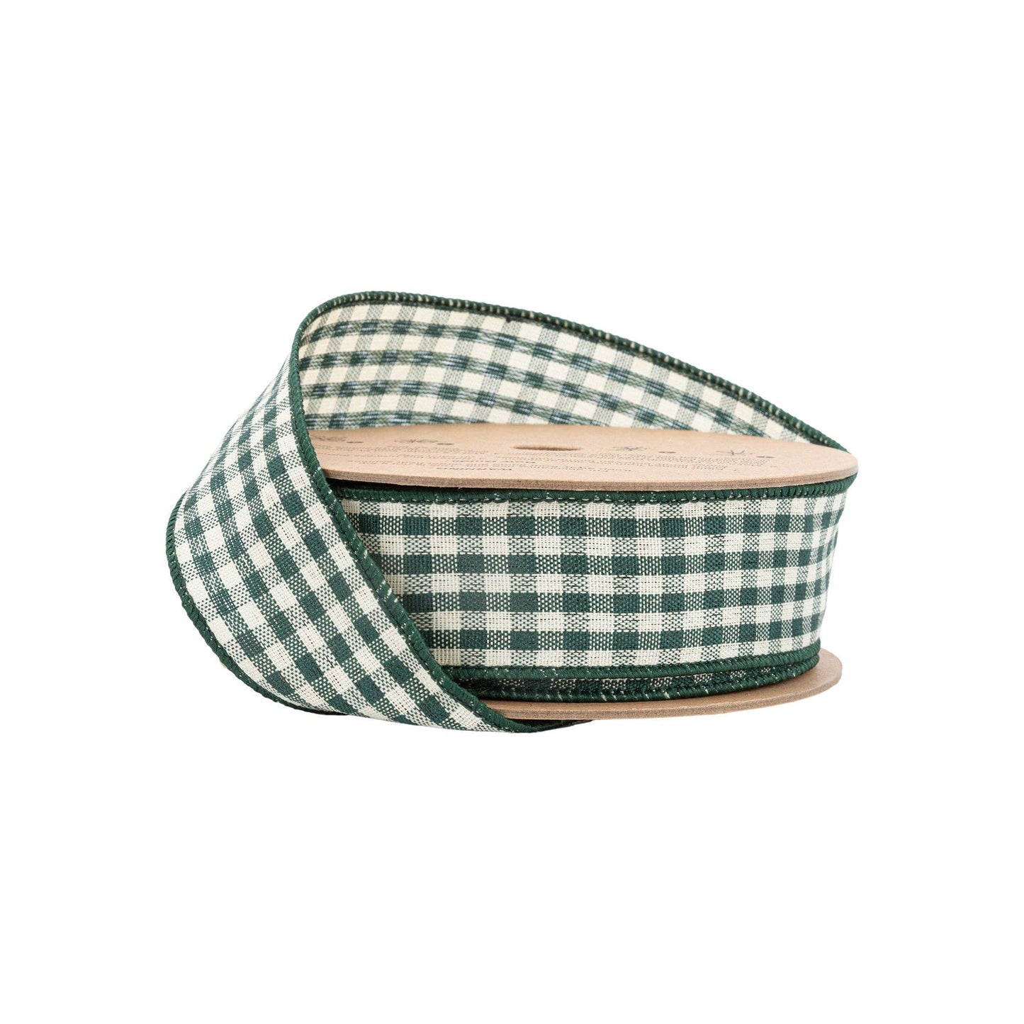 Wired Ribbon - Green & White Gingham | 1.5" Width | 10 Yard Roll