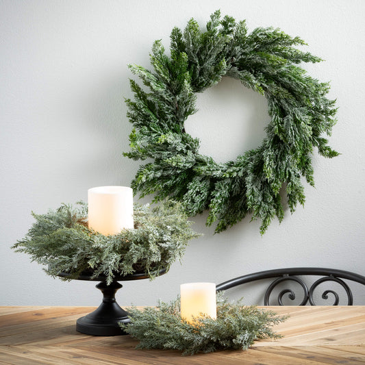 Frosted Blue Cedar Mini Wreath