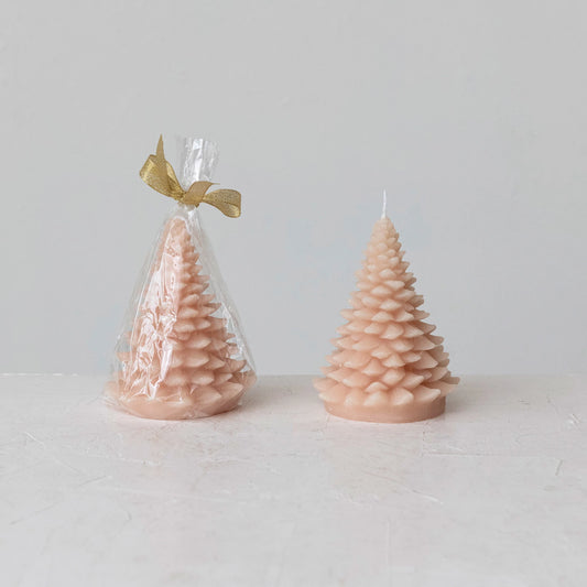 Unscented Tree Shaped Candle, Khaki Color, 2 sizes