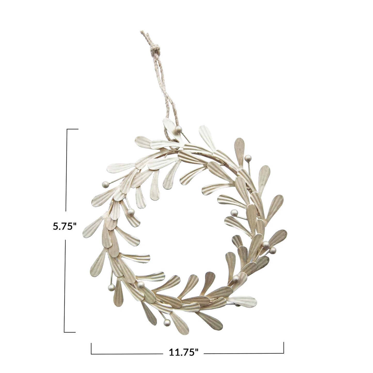 Metal Leaves & Berries Wreath, Distressed Pewter Finish