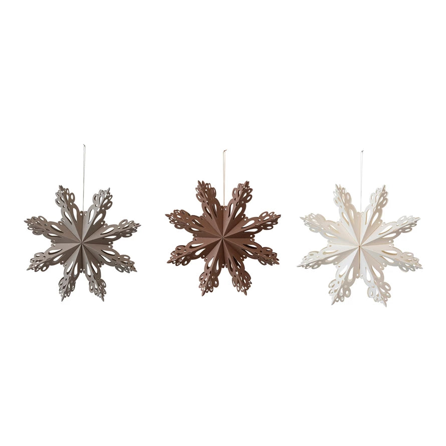 Recycled Paper Folding Snowflake Ornament, 3 Colors