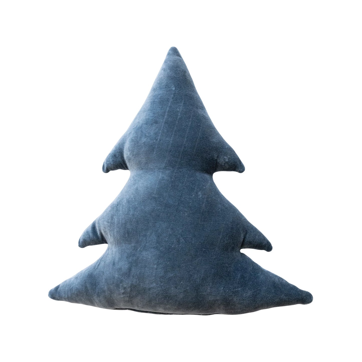 18"L x 18"H Woven Cotton Velvet Tree Shaped Pillow, Navy Color