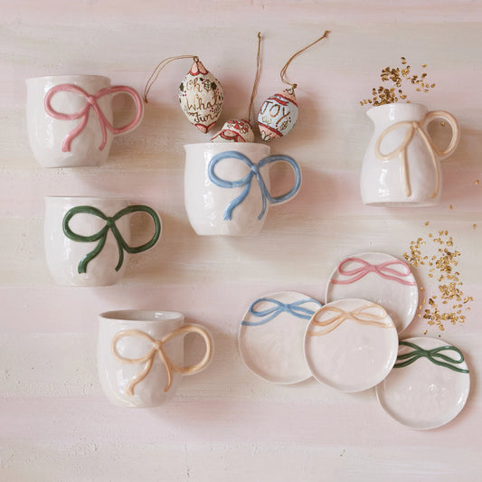 18 oz. Stoneware Mug with Bow Handle, 4 Colors