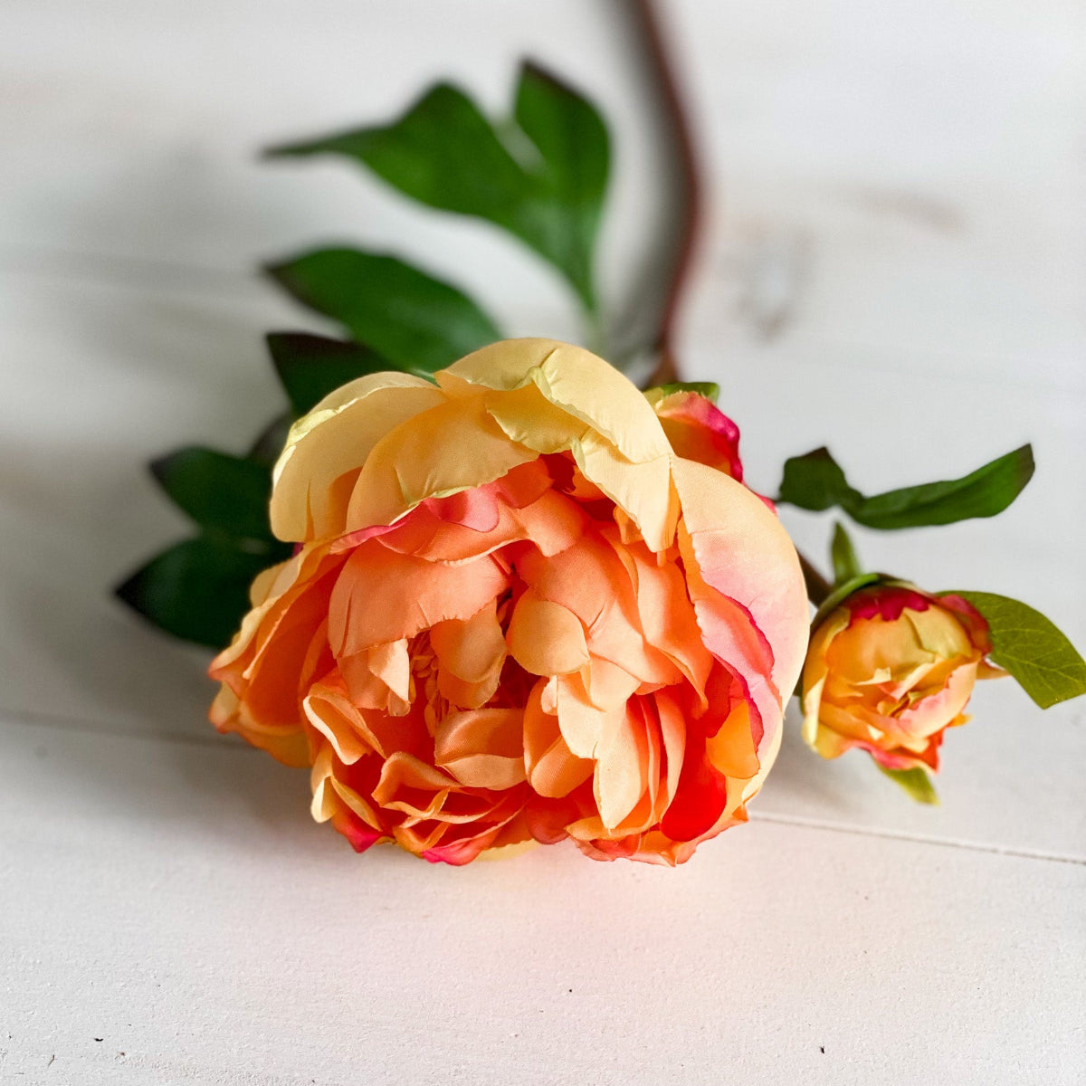 yellow and orange artificial 23" peony stem