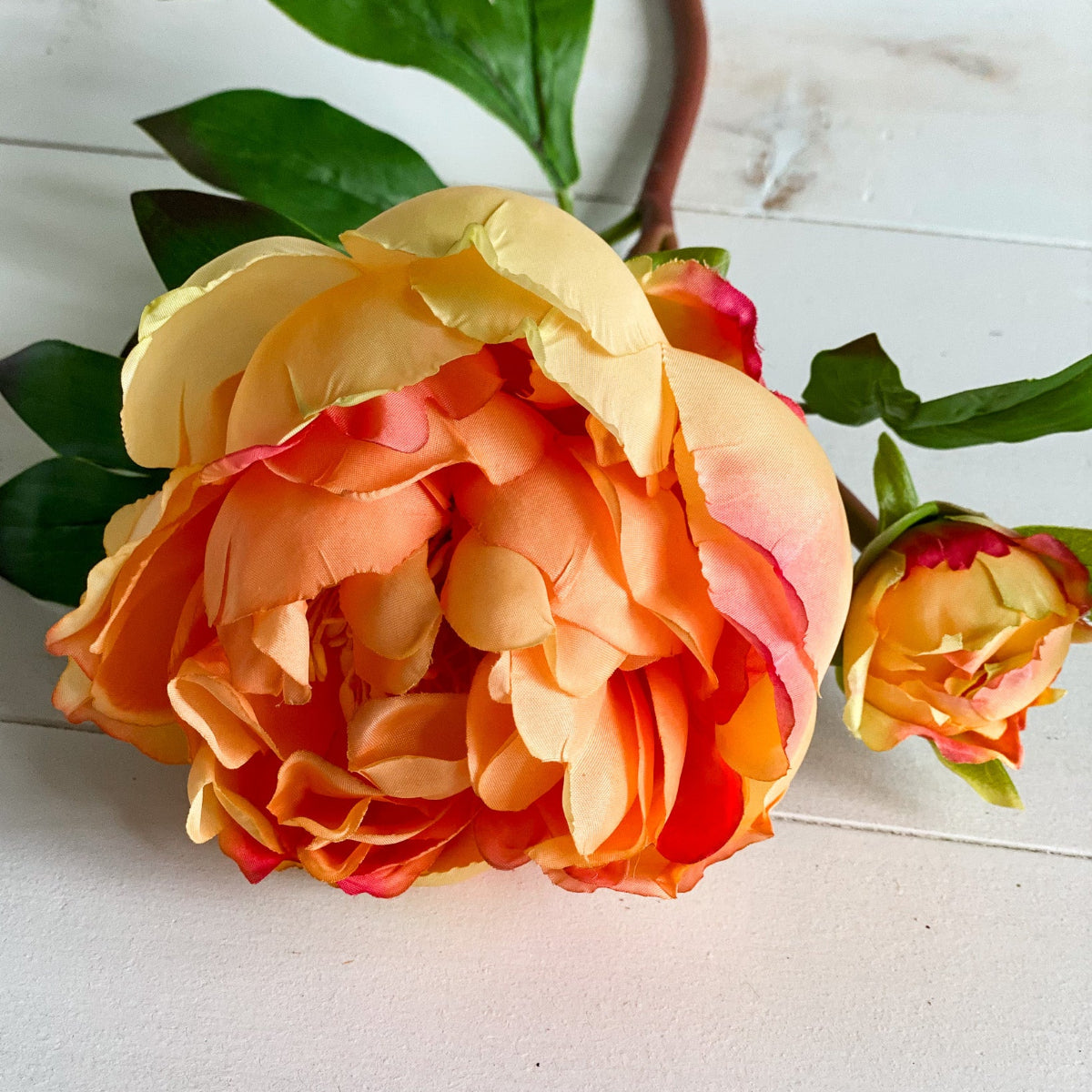yellow and orange artificial 23.5" artificial peony flower