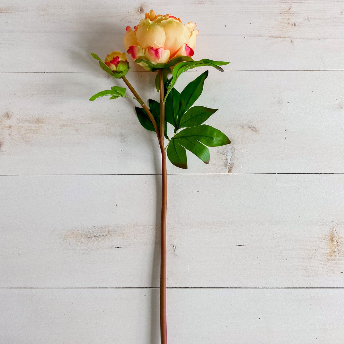 yellow and orange artificial 23.5 inch peony stem